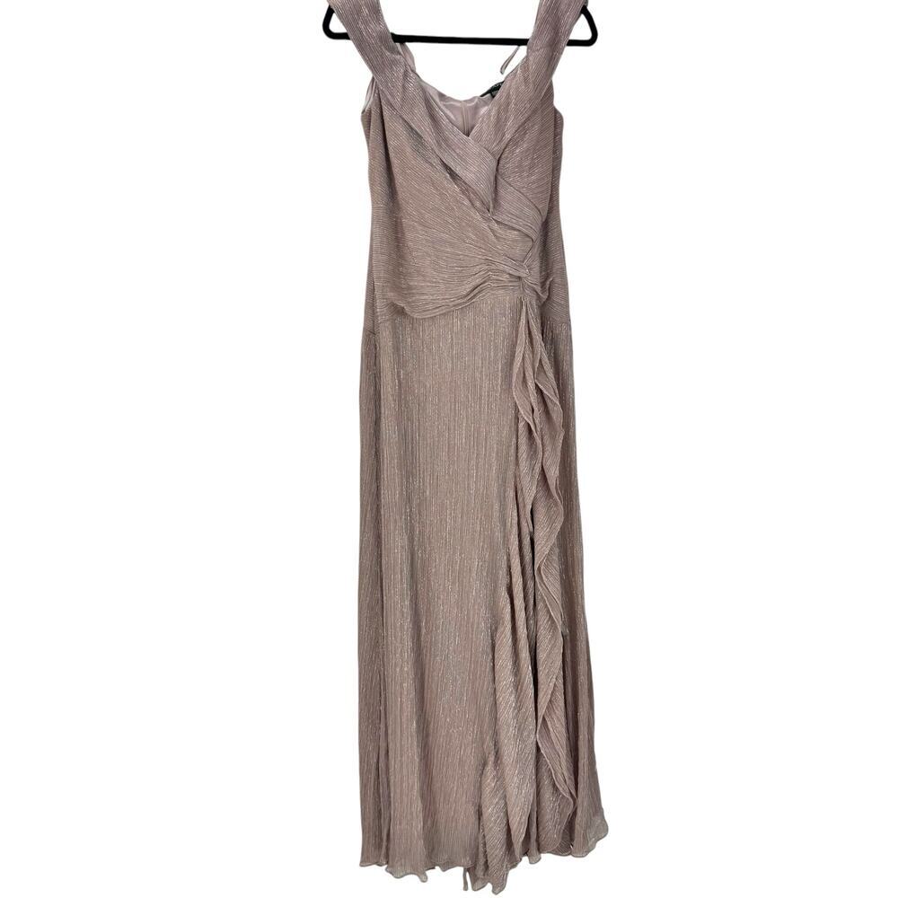 Xscape Ruffled Off-The-Shoulder Evening Sheath Gown Rose Pick Size 12 Petite NWT - Picture 7 of 12